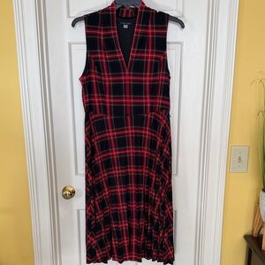 Tommy Hilfiger Red and Black Plaid Midi Dress